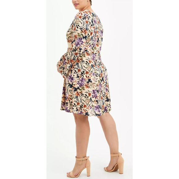 Torrid Mini Gauze Lace-Up Skater Dress Bell Sleeve Floral Plus Size 3 3X Boho - Picture 11 of 16